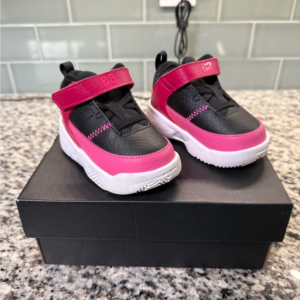 Nike Kids Jordan’s Black and Pink Sneakers
